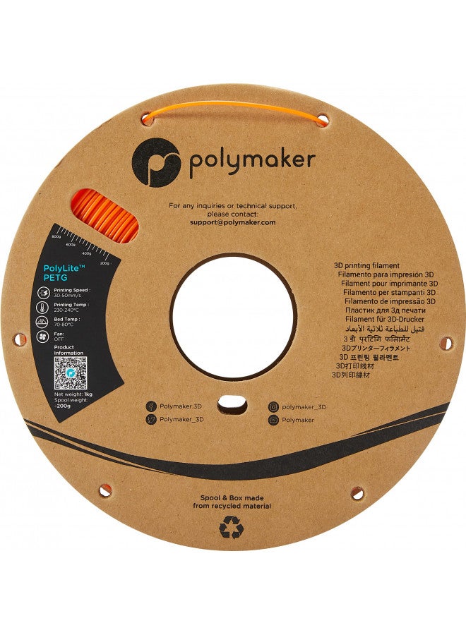 polymaker خيوط بوليمكر PETG 1.75 مم، 1 كجم خيوط طابعة ثلاثية الأبعاد PETG قوية برتقالية - خيوط بوليلايت PETG برتقالية للطباعة ثلاثية الأبعاد 1.75 مم، دقة أبعاد +/- 0.03 مم، الطباعة مع معظم الطابعات ثلاثية الأبعاد - Image 2