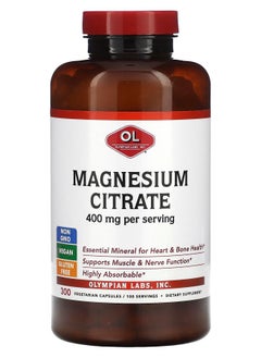 Olympian Labs Magnesium Citrate 400 mg 300 Vegetarian Capsules (133 mg per Capsule) 