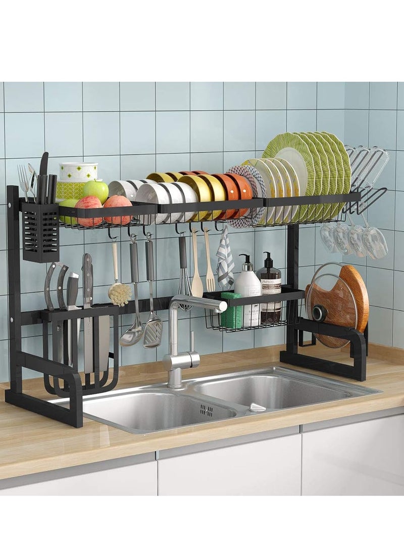 DIGI CORE The Sink Dish Drying Rack Adjustable(32 Or less Sink Rack Size Or less 40) Stainless Steel Kitchen Supplies Storage Counter Organizer Black - Image 2