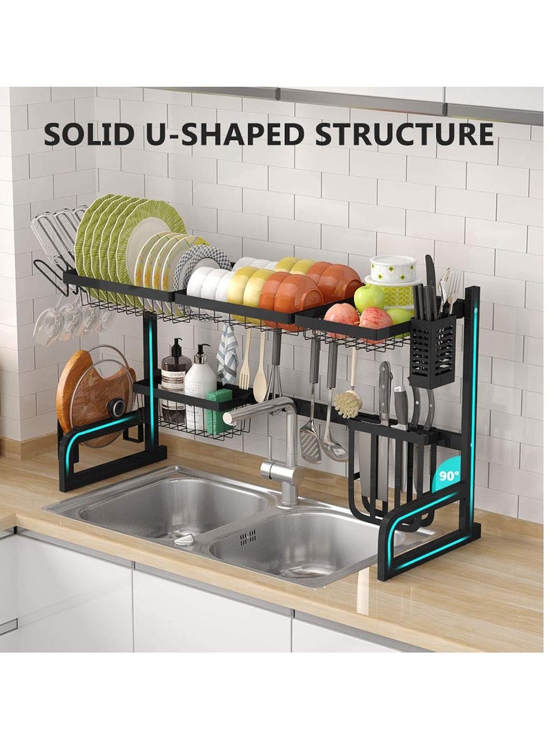 DIGI CORE The Sink Dish Drying Rack Adjustable(32 Or less Sink Rack Size Or less 40) Stainless Steel Kitchen Supplies Storage Counter Organizer Black - Image 3