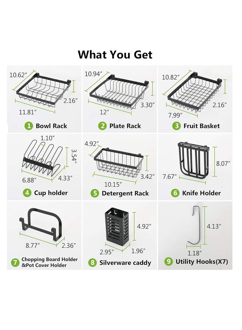 DIGI CORE The Sink Dish Drying Rack Adjustable(32 Or less Sink Rack Size Or less 40) Stainless Steel Kitchen Supplies Storage Counter Organizer Black - Image 5