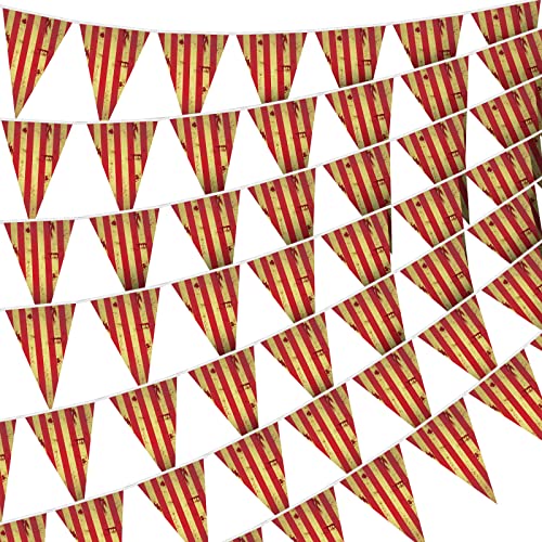 Remerry 5 Packs Circus Decorations Creepy Carnival Decorations Halloween Pennant Banner Red and White Striped Banner Bloody for Halloween Party Carnival Birthday Decorations 79 x 118 Inches - Image 1