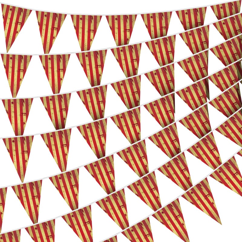 Remerry 5 Packs Circus Decorations Creepy Carnival Decorations Halloween Pennant Banner Red and White Striped Banner Bloody for Halloween Party Carnival Birthday Decorations 79 x 118 Inches - Image 2