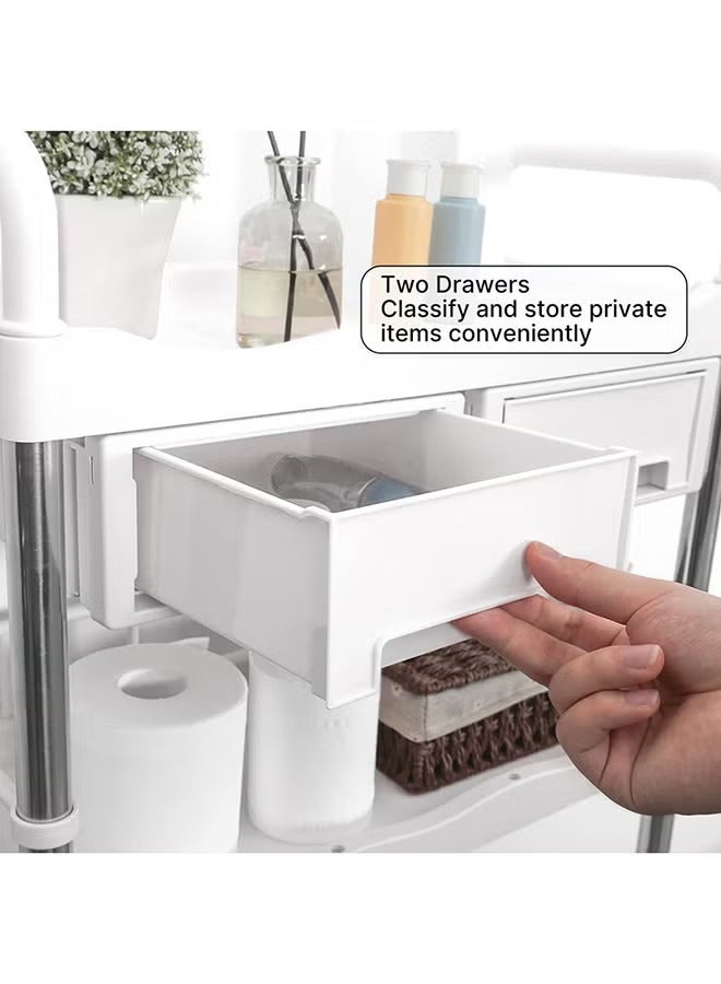 إكسترا رف حمام بأدراج أبيض/فضي 69x26x144سم - Image 4