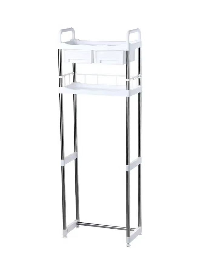 إكسترا رف حمام بأدراج أبيض/فضي 69x26x144سم - Image 2