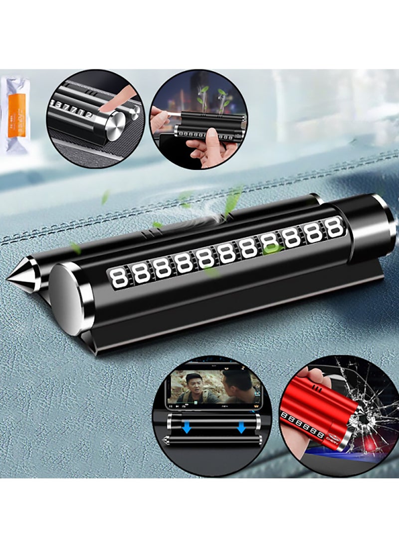 LIMITLESS Multifunction Safety Hammer Car Temporary Parking Phone Number Plate Metal Car Phone Holder with Safety Tool  - Image 2