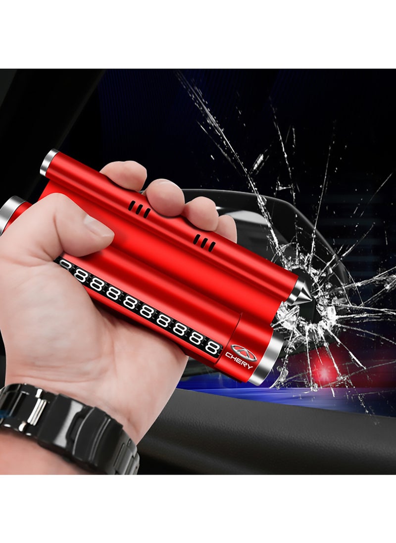 LIMITLESS Multifunction Safety Hammer Car Temporary Parking Phone Number Plate Metal Car Phone Holder with Safety Tool  - Image 5