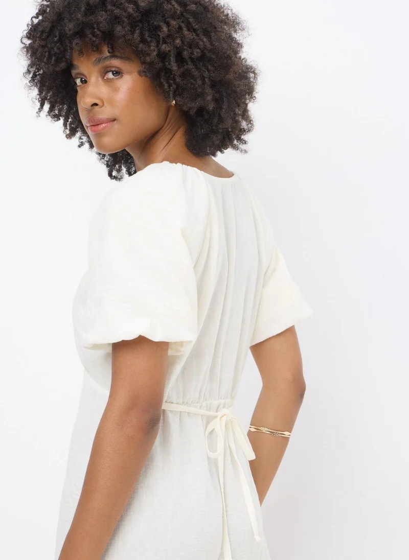 Matalan Cream Puff Sleeve Midi Dress