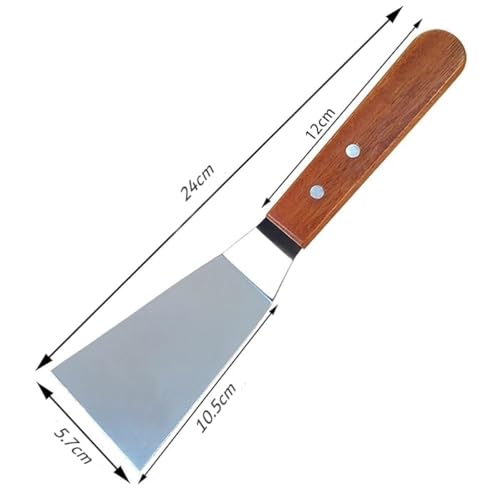 FRESHOME Stainless Steel Spatula | Slotted Fish Turner/Spatula, Griddle Scraper Flipper with Wooden Handle Kitchen Server (Pack of 2) - Image 4