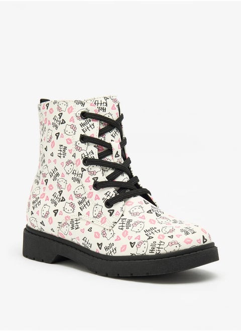 Girls Printed Low Ankle Boots With Zip Closure