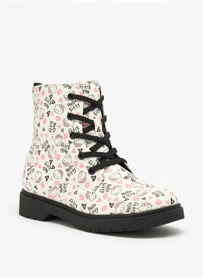 Hello Kitty Girls Printed Low Ankle Boots With Zip Closure  - Image 1