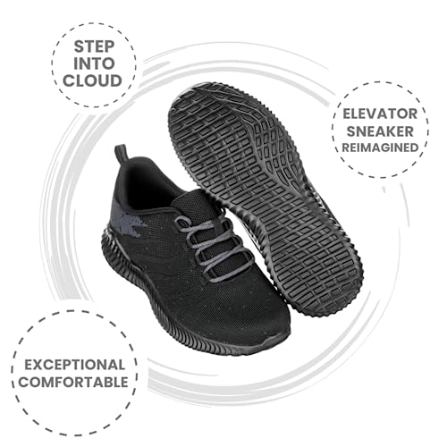 CALTO Men's Invisible Height Increasing Elevator Shoes - Black/Grey Ultra Lightweight Sporty Sneakers - 2.8 Inches Taller - Q216 - Size 9 D(M) US - Image 5
