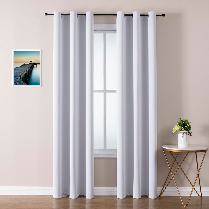 ChrisDowa Blackout Curtains 72 inches Long for Bedroom - 2 Panels Set Grommet Thermal Insulated Room Darkening Curtains for Living Room (Greyish White  42 x 72 Inch) - Image 1