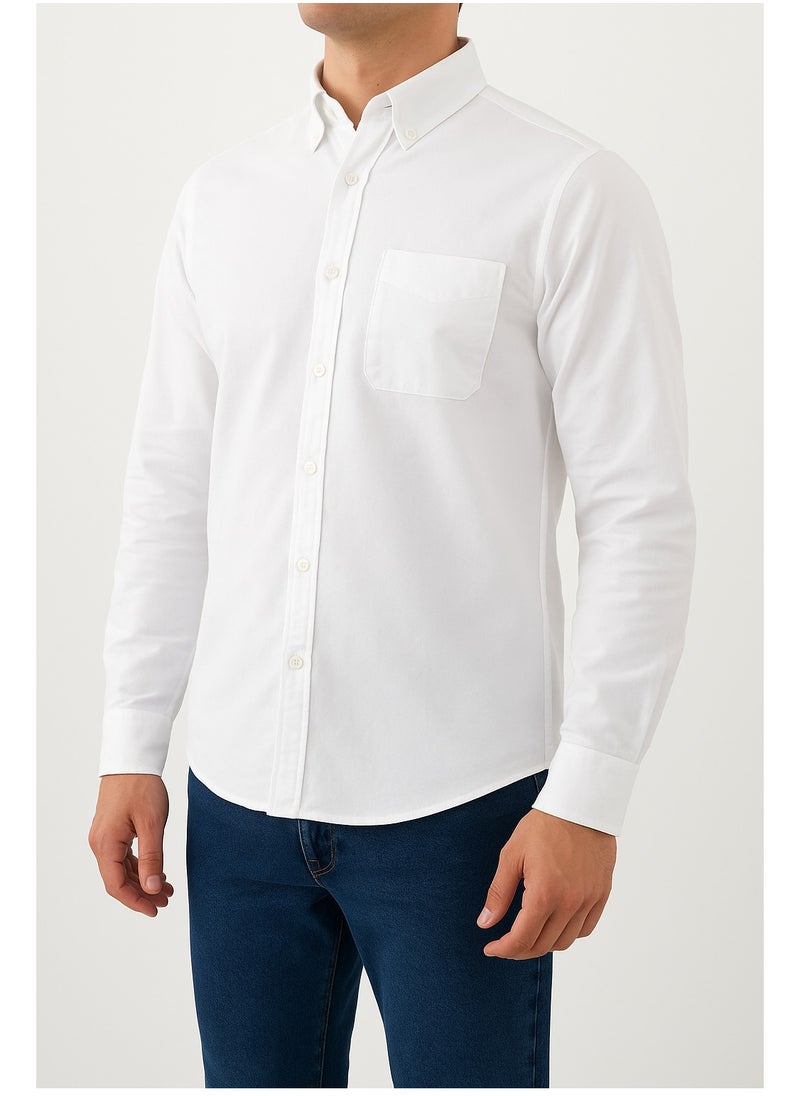 Tree Men's Oxford Shirt With Sleeves - White 