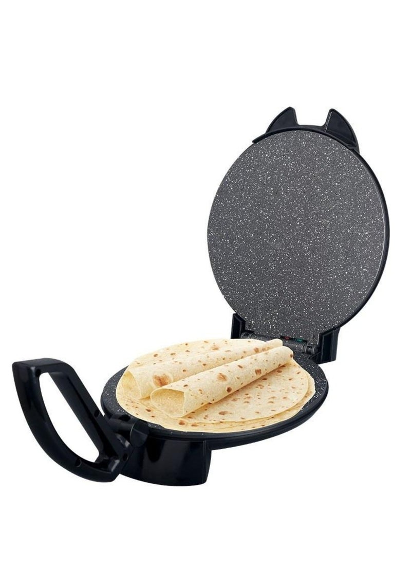 Generic MATSU 10-Inch Electric Roti Maker – 1200W Non-Stick Chapati, Roti, Tortilla & Paratha Press Machine with Durable Stainless Steel Body, Adjustable Temperature Control Dial, Dual Indicator Lights for Power & Heat, Safety Locking Handle, Easy to Clean – 220-240V Home Kitchen Appliance – Black  - Image 1