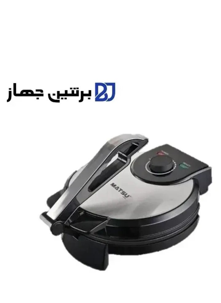 Generic MATSU 10-Inch Electric Roti Maker – 1200W Non-Stick Chapati, Roti, Tortilla & Paratha Press Machine with Durable Stainless Steel Body, Adjustable Temperature Control Dial, Dual Indicator Lights for Power & Heat, Safety Locking Handle, Easy to Clean – 220-240V Home Kitchen Appliance – Black  - Image 2