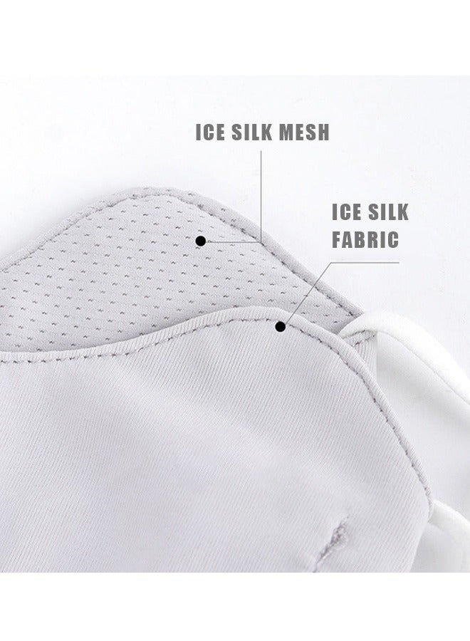 2 Pieces UPF 50 Ice Silk Breathable Protection UV Face Cover with Ear Loops Soft Washable Reusable Sunscreen Sports Face Mask Sun Protection Mask Gray Blue - Image 5