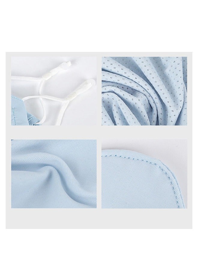2 Pieces UPF 50 Ice Silk Breathable Protection UV Face Cover with Ear Loops Soft Washable Reusable Sunscreen Sports Face Mask Sun Protection Mask Gray Blue - Image 3
