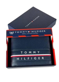 wallets TOMMY SINGLE WALLET W TH LOGO HARD PATTERN INSIDE LEATHER LOWER /BLUE