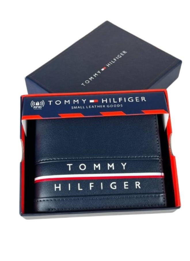 Tommy Hilfiger Plus - wallets TOMMY SINGLE WALLET W TH LOGO HARD PATTERN INSIDE LEATHER LOWER /BLUE - Image 1