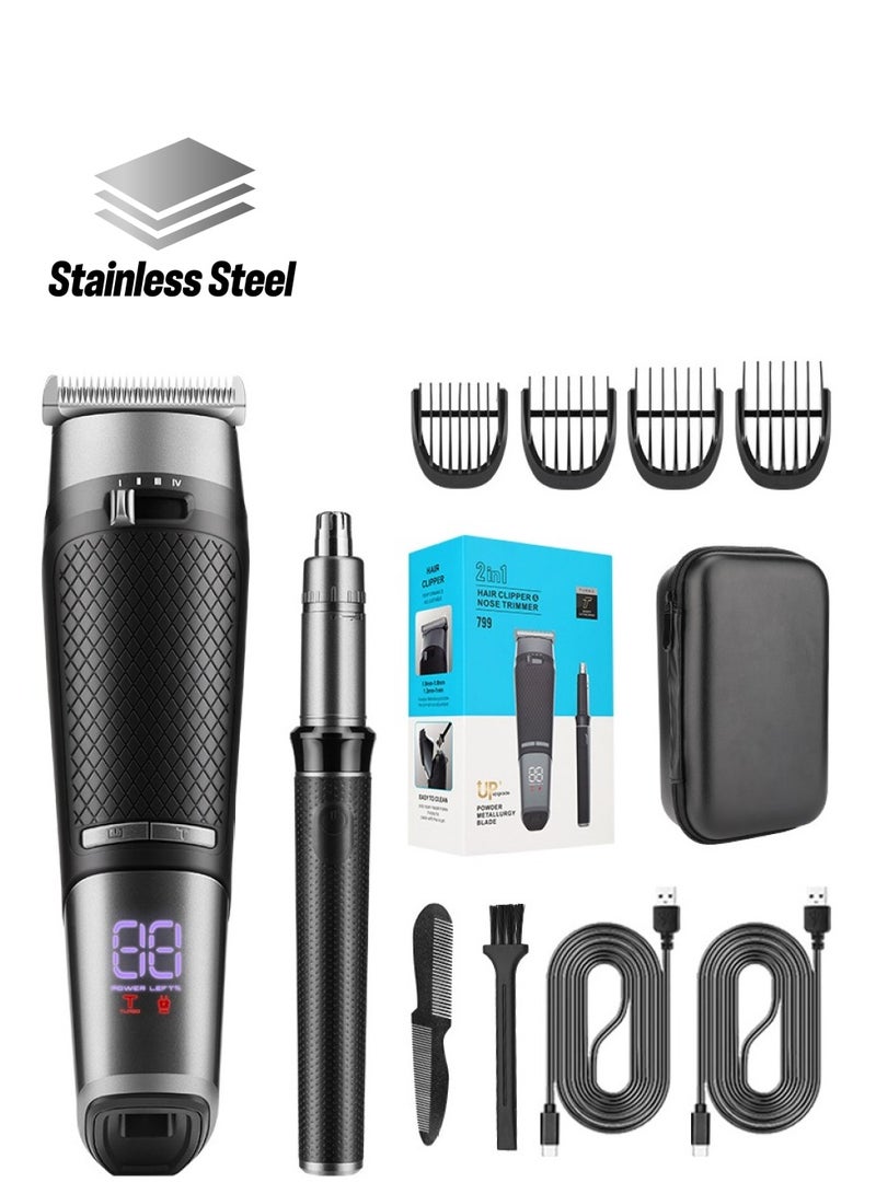 Ru syanl Professional High Power Hair Clipper and Nose Hair Trimmer Set for Men Electric Hair Styling Tool With Storage Bag - Image 1