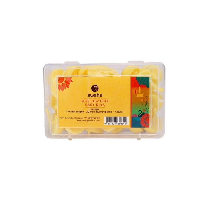 Swaha Premium Cow Ghee Smooth Scented Diya Batti (30 Pieces), 30Min Burning Time, Wax Free Cow Ghee Diya Batti - Pack Of 1 - Image 4