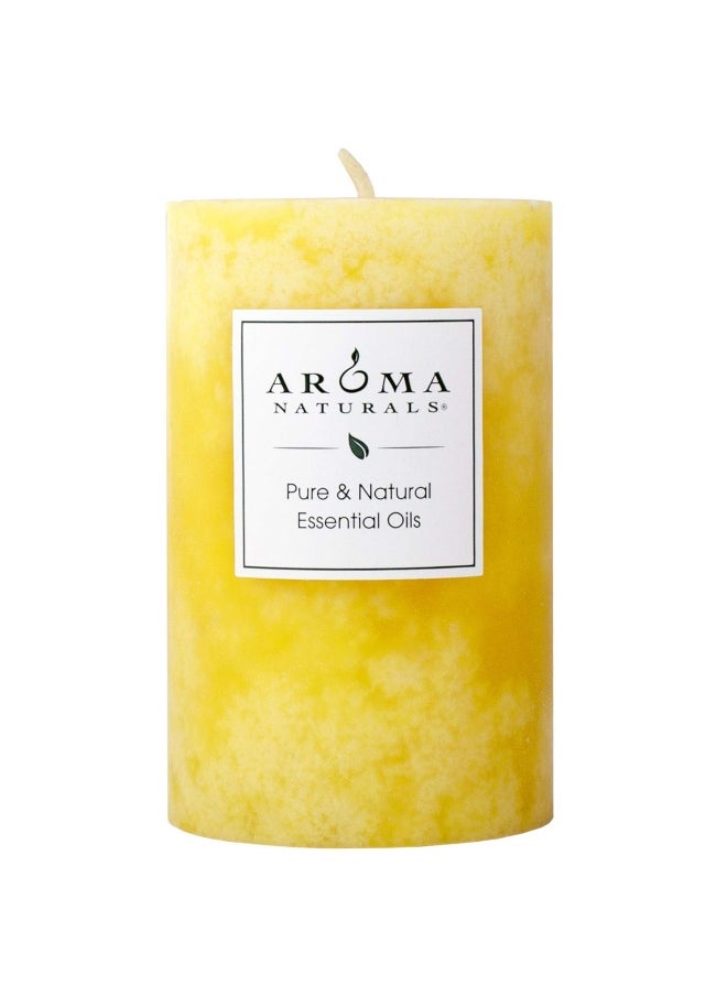 Aroma Naturals - Essential Oil Orange And Lemongrass Scented Pillar Candle Ambiance 2.5 Inch X 4 Inch Yellow - Image 1