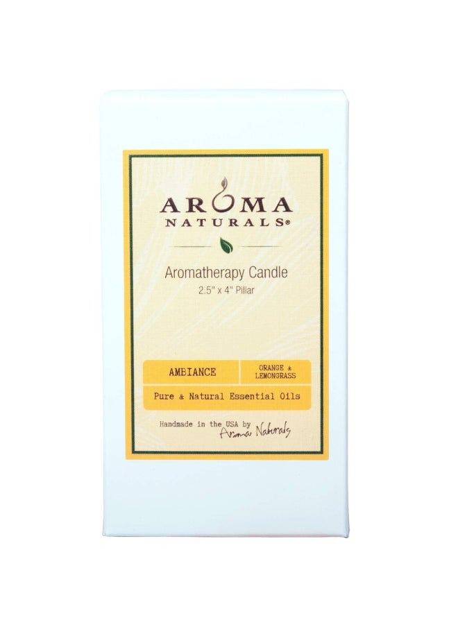 Aroma Naturals - Essential Oil Orange And Lemongrass Scented Pillar Candle Ambiance 2.5 Inch X 4 Inch Yellow - Image 1