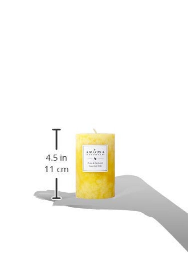 Aroma Naturals - Essential Oil Orange And Lemongrass Scented Pillar Candle Ambiance 2.5 Inch X 4 Inch Yellow - Image 1