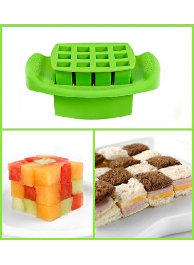 FunBites Food Cutter Set, Green Squares, Pink Hearts - Image 3