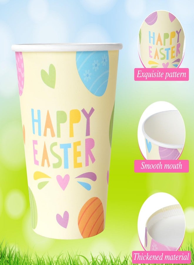 Pascliyna 100 Set Easter Disposable Coffee Cups with Lids, Bulk 12oz Colorful Eggs Paper Cups, Happy Easter Coffee Cups for Hot Chocolate Cold Drinks Spring Holiday Party Supplies Decorations - Image 3