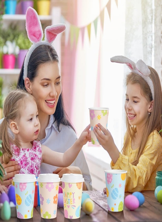Pascliyna 100 Set Easter Disposable Coffee Cups with Lids, Bulk 12oz Colorful Eggs Paper Cups, Happy Easter Coffee Cups for Hot Chocolate Cold Drinks Spring Holiday Party Supplies Decorations - Image 5
