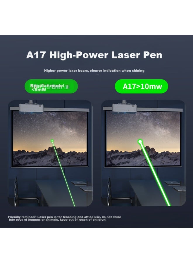 Asing A17 High-power Laser Pointer Green Light Page-turning Pen Projector Pen Large Conference Indicator Led Lcd Screen Suitable For Large Lectures, Hundred-meter Remote Control Laser Adjustable - Image 1