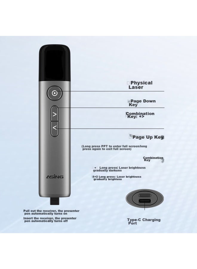 Asing A17 High-power Laser Pointer Green Light Page-turning Pen Projector Pen Large Conference Indicator Led Lcd Screen Suitable For Large Lectures, Hundred-meter Remote Control Laser Adjustable - Image 3