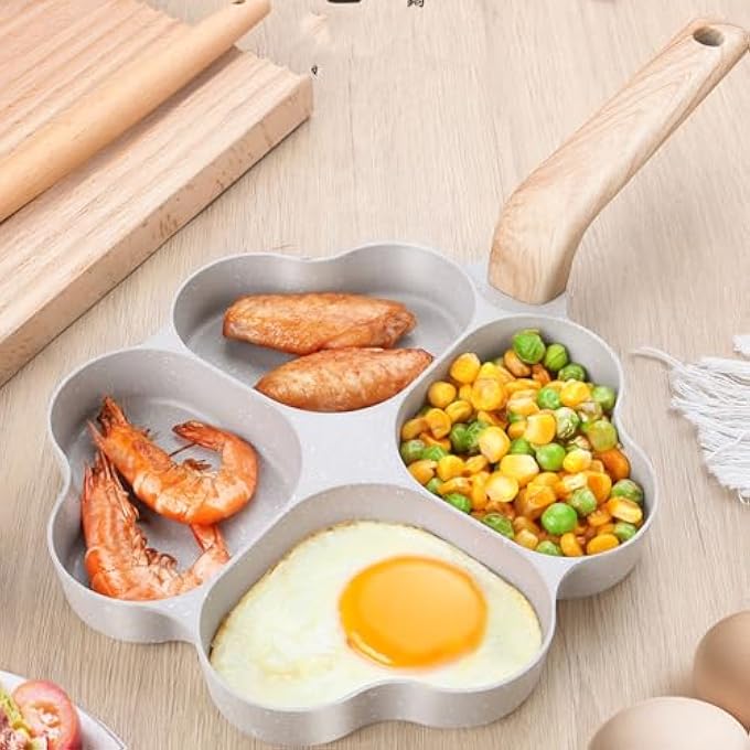 gernie 4 Cup Egg Pans Nonstick Heart Shaped Aluminum Omelette Pan Healthy Breakfast Pancake Pan Easy Clean Small Egg Frying Pan Fried Egg Cooker Small Egg Skillet Breakfast Maker - Image 3