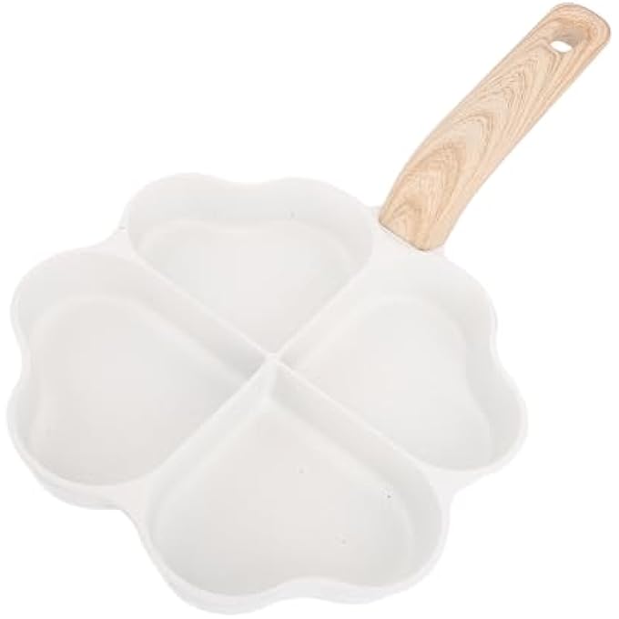 gernie 4 Cup Egg Pans Nonstick Heart Shaped Aluminum Omelette Pan Healthy Breakfast Pancake Pan Easy Clean Small Egg Frying Pan Fried Egg Cooker Small Egg Skillet Breakfast Maker - Image 1
