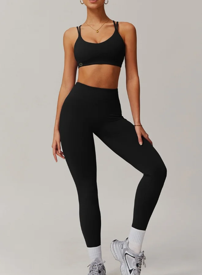 KAWN.YOGA Womens Striped Back Sports Bra