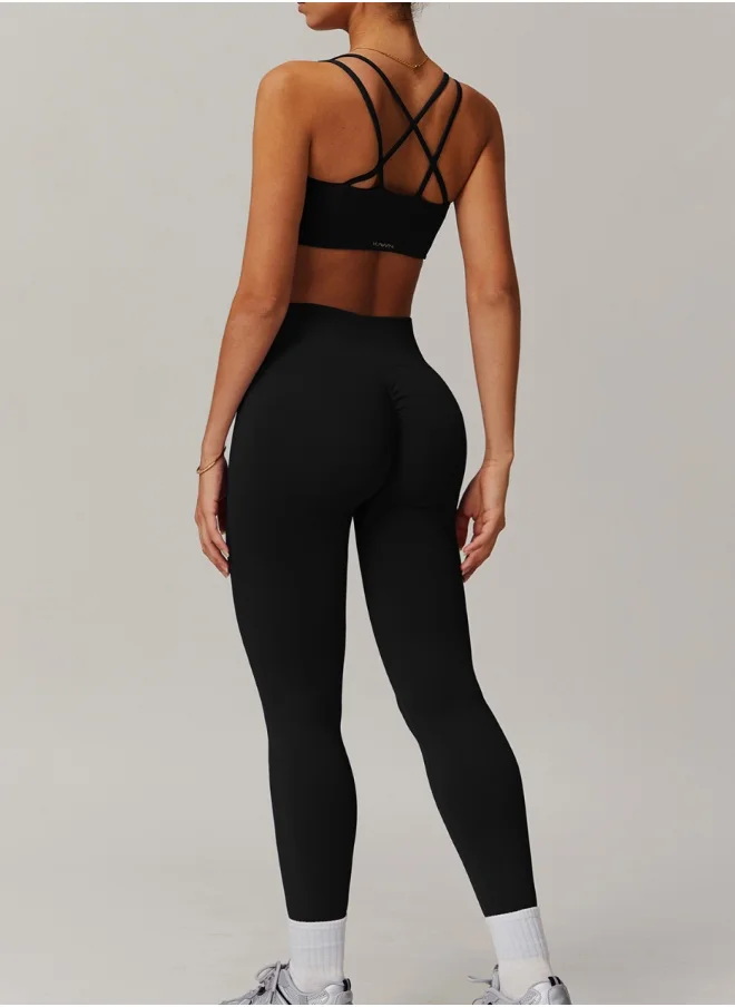 كون.يوغا Womens Striped Back Sports Bra