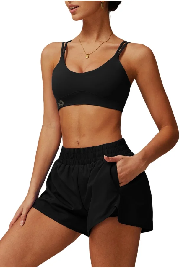 كون.يوغا Womens Striped Back Sports Bra