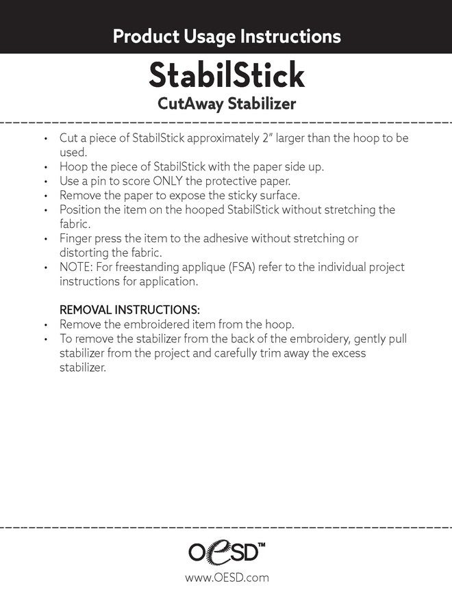 OESD StabilStick Cut Away Embroidery Stabilizer 10" x 10 Yd Roll - Image 3