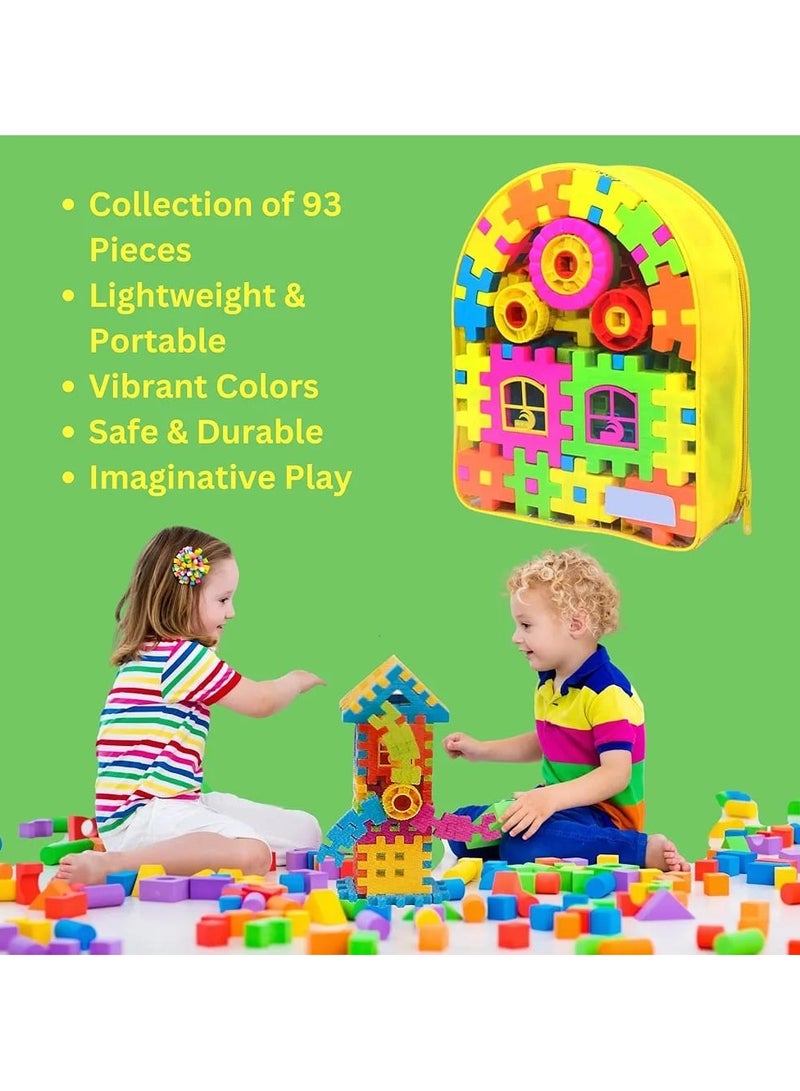 84-Piece Building Blocks Set for Kids – Colorful Interlocking Plastic Bricks with Storage Tote – STEM Educational Construction Toy for Toddlers & Children Ages 3+ – Creativity & Motor Skill Development - Image 3