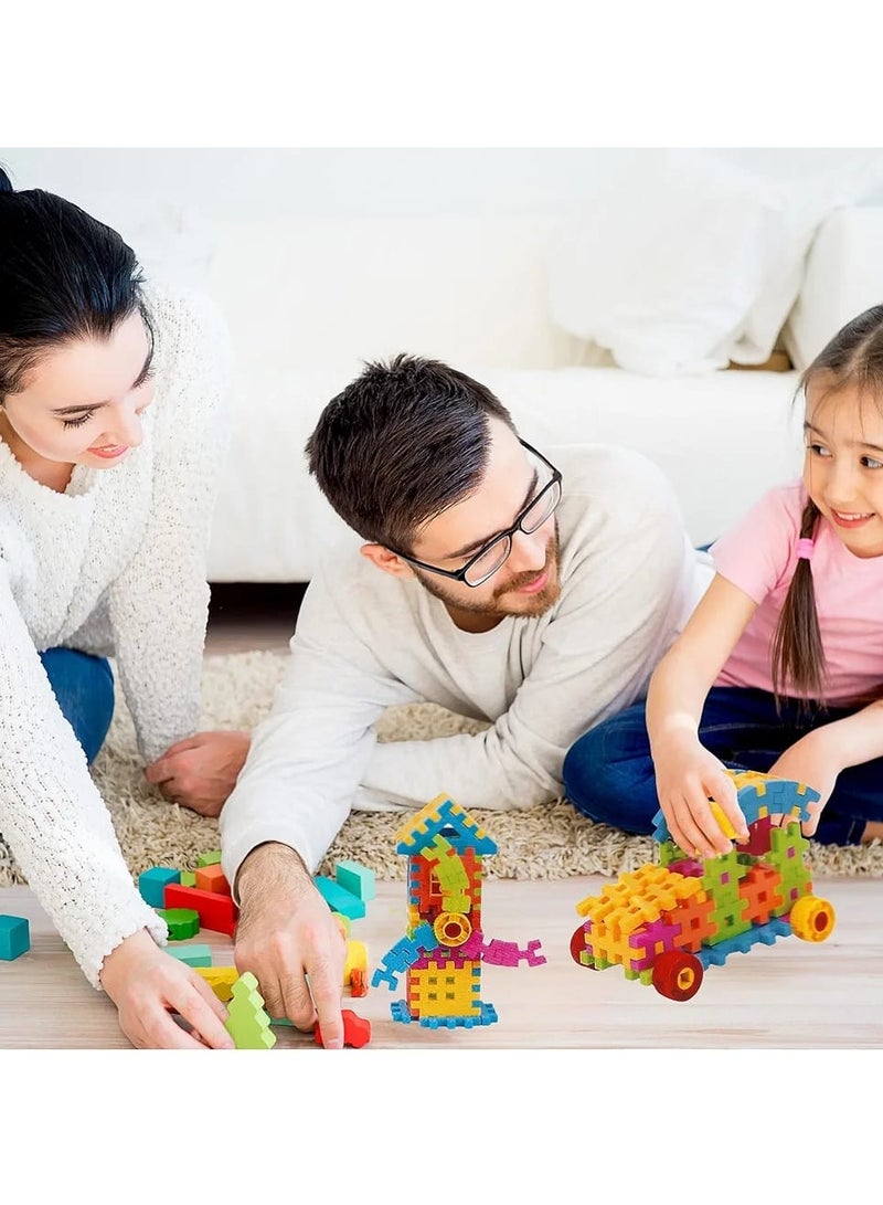 84-Piece Building Blocks Set for Kids – Colorful Interlocking Plastic Bricks with Storage Tote – STEM Educational Construction Toy for Toddlers & Children Ages 3+ – Creativity & Motor Skill Development - Image 4