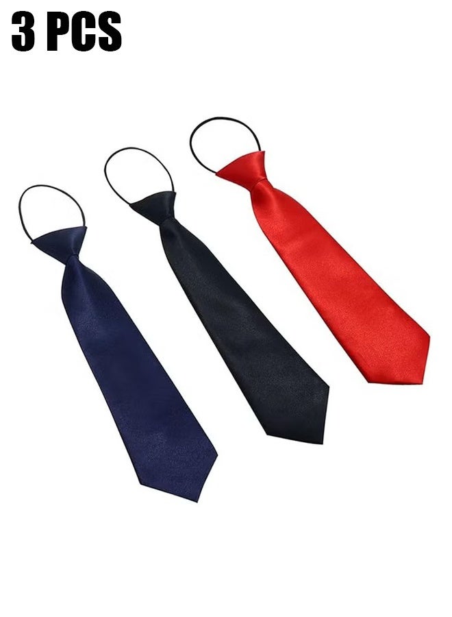 3 Pieces Pre Tied Kids Necktie, Neckties Adjustable, One Size, Kids Elastic Ties, Formal Tie (3 Color) - Image 1