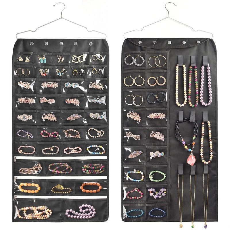 BB Brotrade Hanging Jewelry OrganizerAccessories Organizer56 Pocket Organizer for Holding Jewelries Black56 Pockets