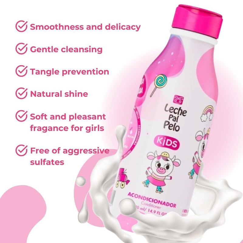 Leche Pal Pelo Kids Conditioner - Gentle Detangling, Moisturizing with Vitamin E, Oils for Kids' Hair. Strengthens, Prevents Breakage. Paraben-Free. 14.9 fl. oz. - Image 4