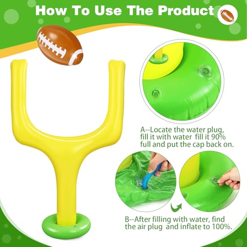 Hungdao 4 Pcs Football Party Supplies Kit Include 2 Jumbo Inflatable Football Goal Post and 2 Giant Blow up Footballs for Birthday Tailgate Decoration Backyard Game - Image 5