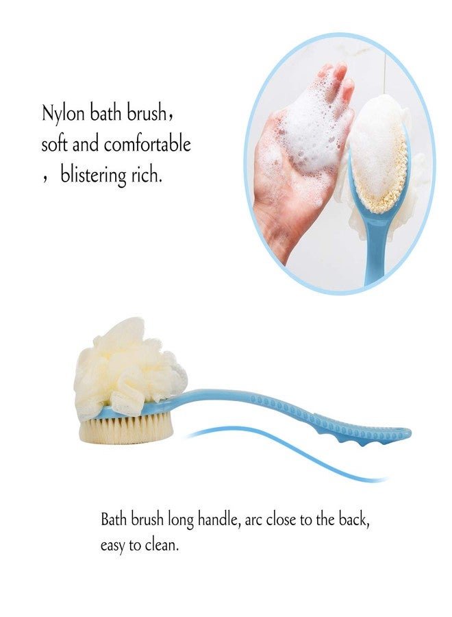 GREEVA 2 IN 1 Bath Body Brush with Soft Loofah and Bristles,Back Scrubber with Curved Long Handled Shower Brush for Wet or Dry, Women & Men Body,Face and Spa Washing - Image 4