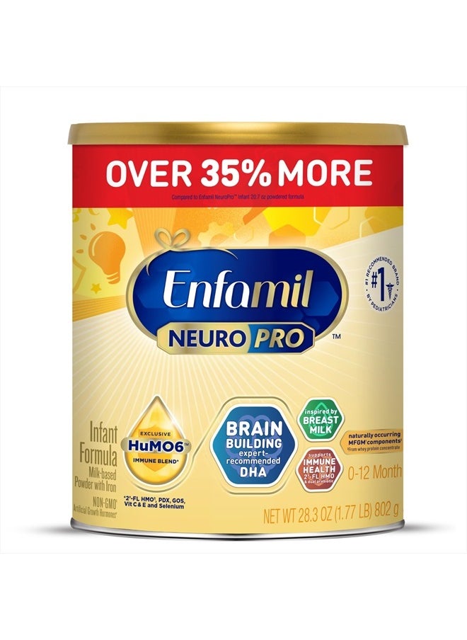 Enfamil NeuroPro Baby Formula, MFGM* 5-Year Benefit, Expert-Recommended Brain-Building Omega-3 DHA, Exclusive Immune Supporting HuMO6 Blend, Infant Formula Powder, Baby Milk, 28.3 Oz  - Image 1