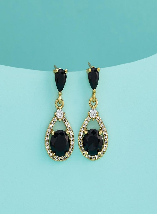Kushal's Fashion Jewellery Black Gold Polished Copper Trendy Zircon Earrings, Best for Casual Wear & Special Occasion - 456251 - Image 3