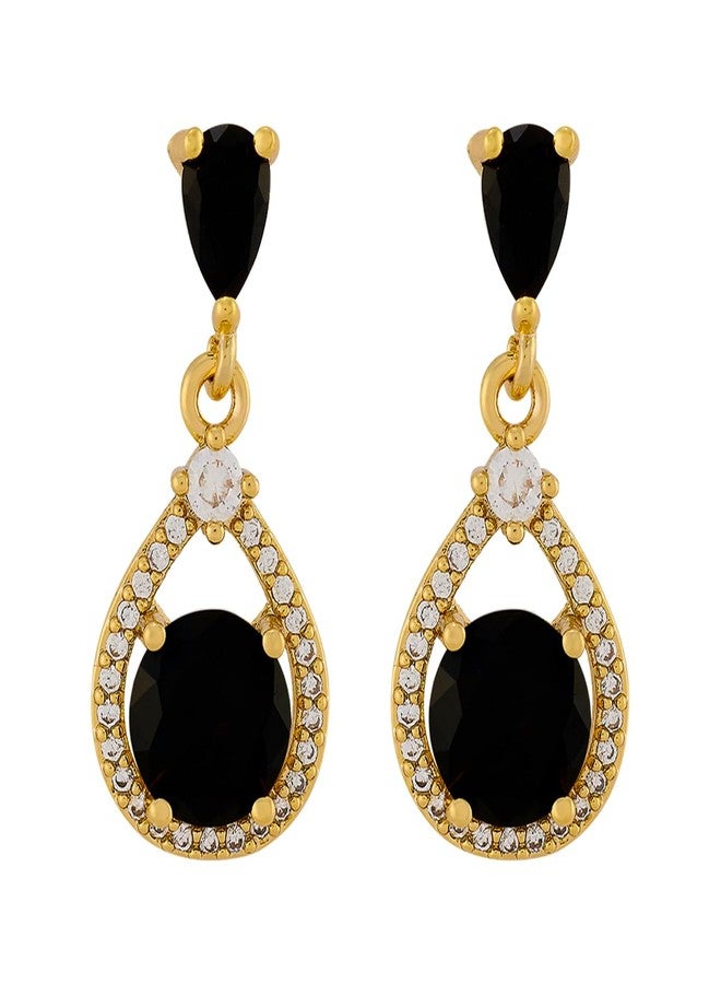 Kushal's Fashion Jewellery Black Gold Polished Copper Trendy Zircon Earrings, Best for Casual Wear & Special Occasion - 456251 - Image 2